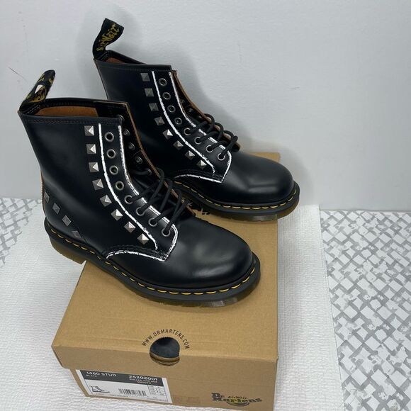 Dr. Martens 1460 Studded 8-Eye Lace-Up Boots Black Size 8 (EU 39) - Picture 2 of 11